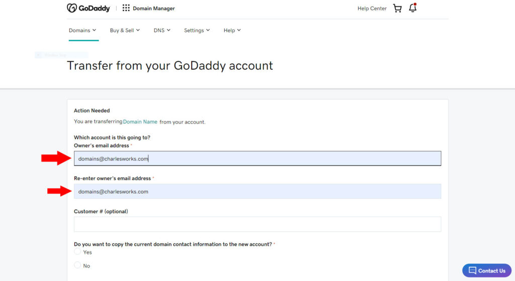 Account Change to GoDaddy