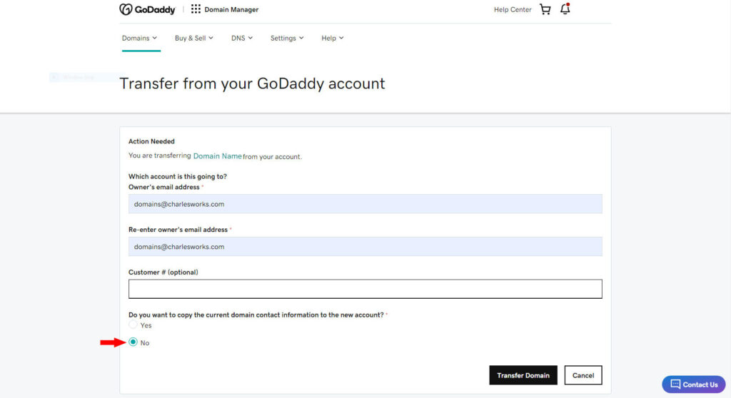 Account Change to GoDaddy