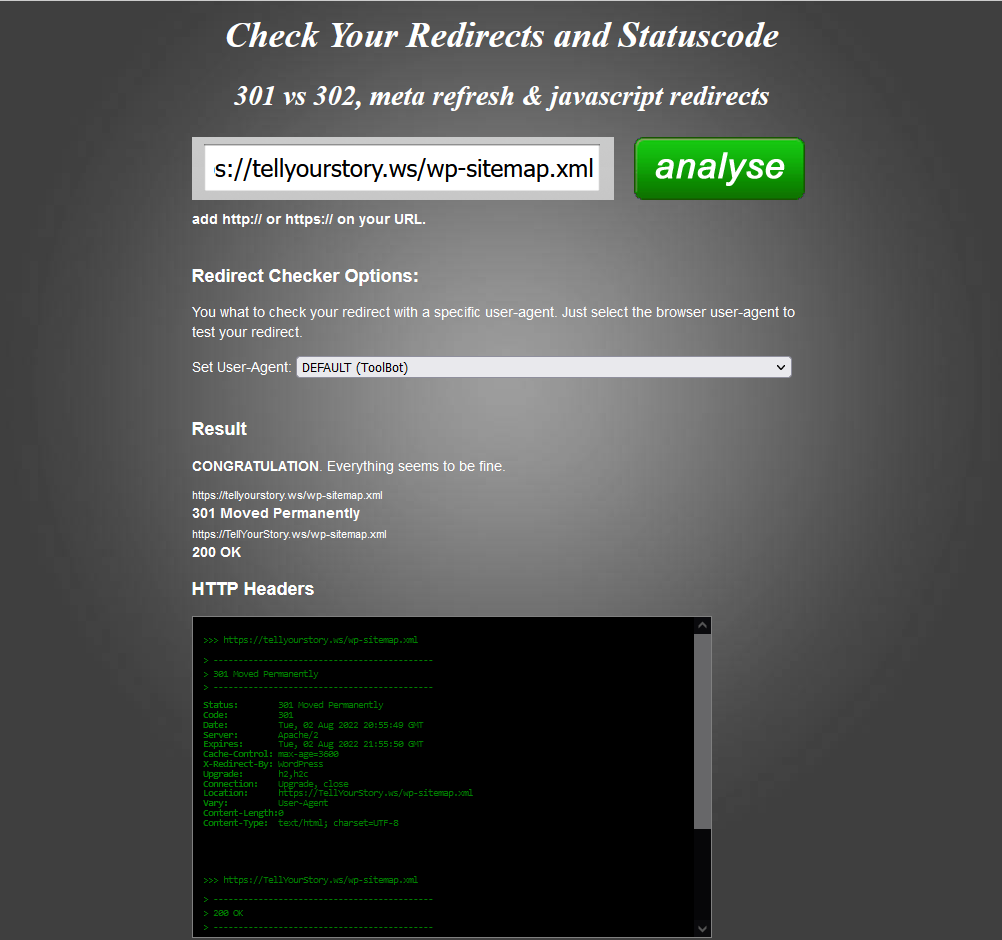 Check Your Redirects and Statuscode