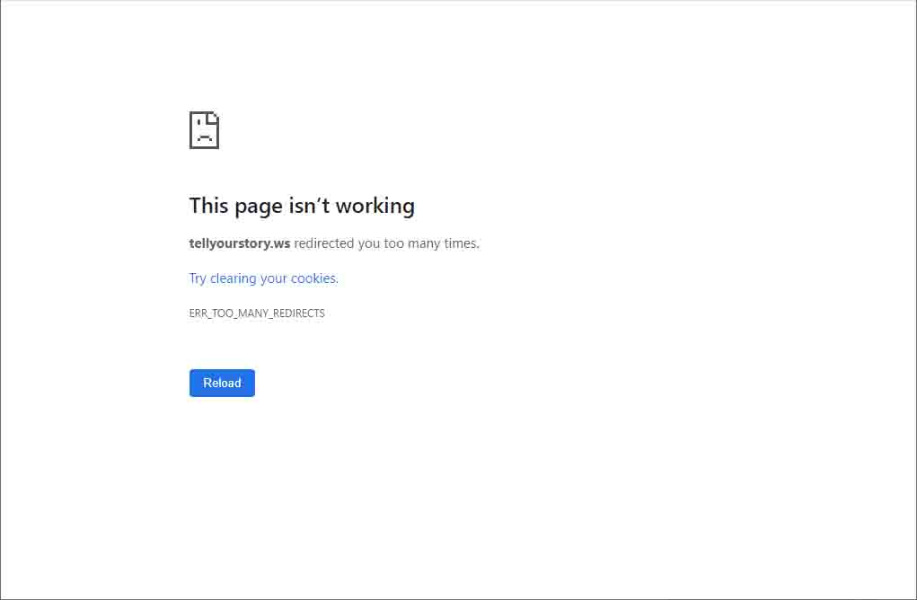 Chrome browser ERR_TOO_MANY_REDIRECTS page