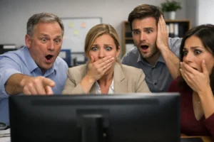 Horrified organization's staff viewing new web site on their old domain name.
